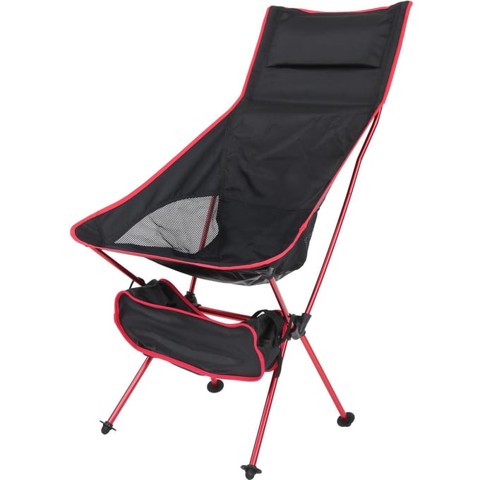 Chaise de Camping Alliage d'Aluminium Maille Nylon Tabouret Pliant Léger pour Pêche en Extérieur black