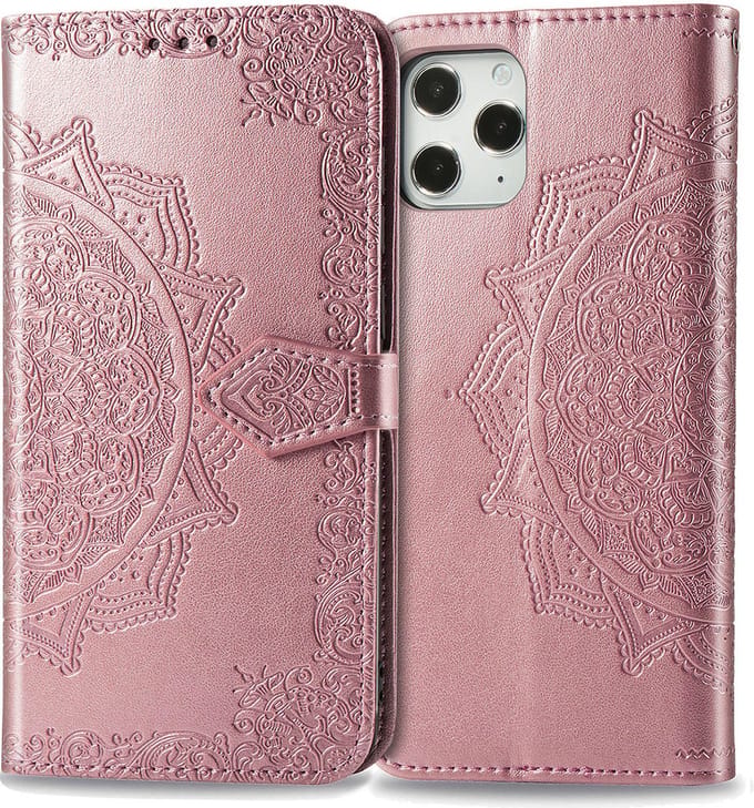 Bookcase geschikt voor Apple iPhone 12 Pro Max - Roze - Bloemen - Portemonnee Hoesje