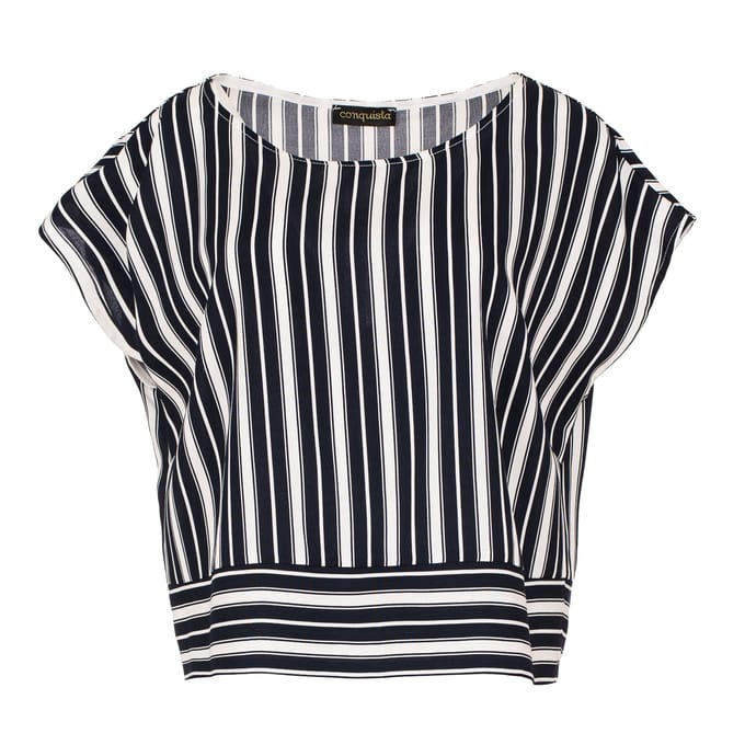 Navy gestreepte top met boothals