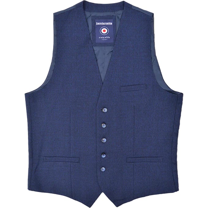 Lambretta Heren Spencer Geruite Gilet (Marineblauw)