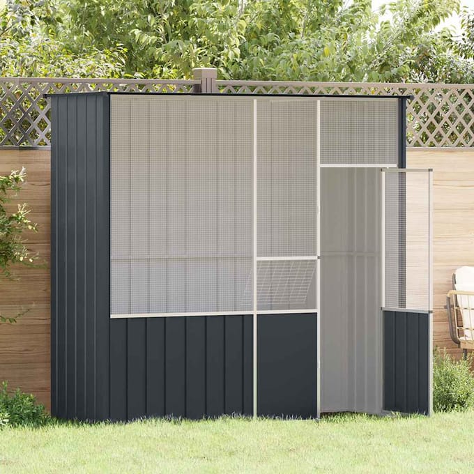 vidaXL Vogelkooi 215x78x200 cm gegalvaniseerd staal antracietkleurig