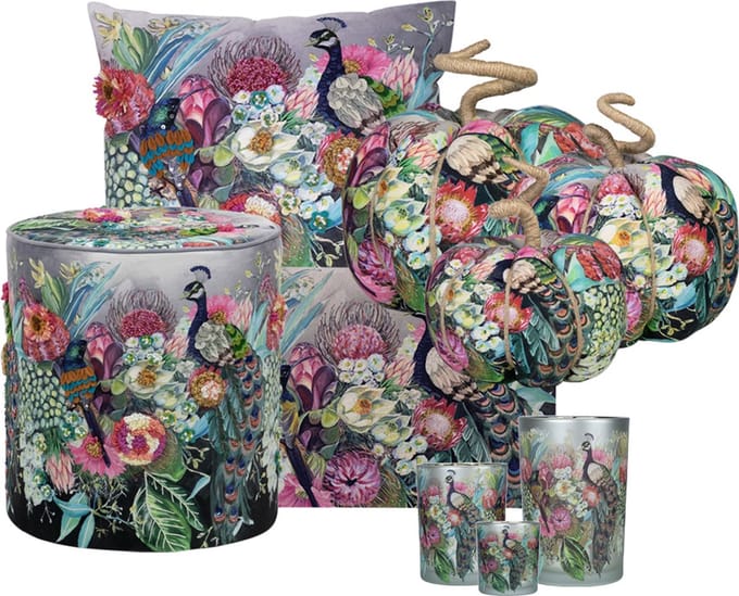 handgemaakt decoratie fleury pompoen pauw bont large