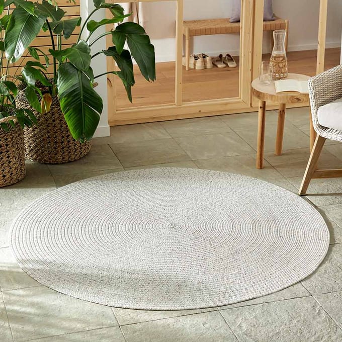 Northrugs Vloerkleed Ø 150 cm Braided Trenzado Licht Grijs
