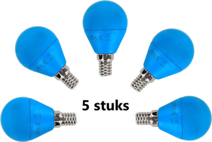 G45 kogellamp 5 stuks | E14 LED lamp 4W=30W gloeilamp | blauw licht