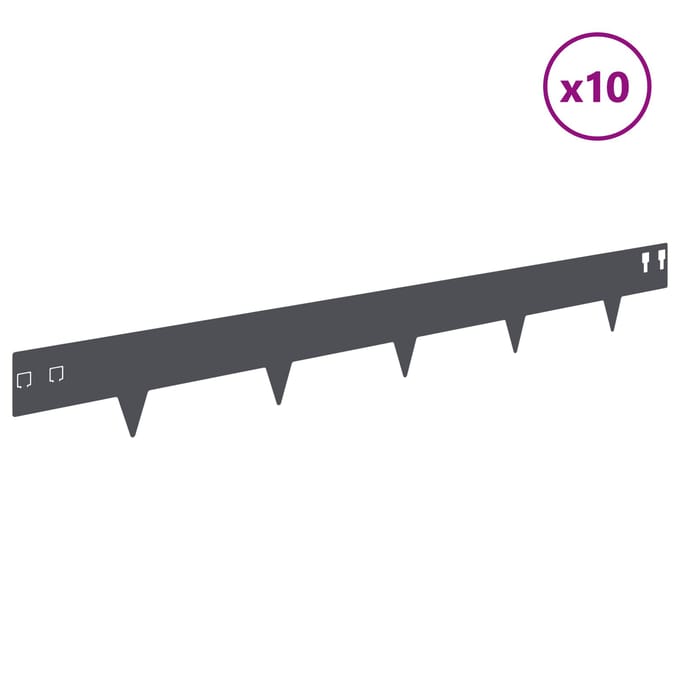vidaXL - Gazonrand - 10 - st - 100 - x - 12 - cm - Staal - Antracietkleurig