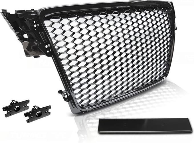 Grill geschikt voor AUDI A4 B8 08-11 GLANZEND ZWART RS-STIJL