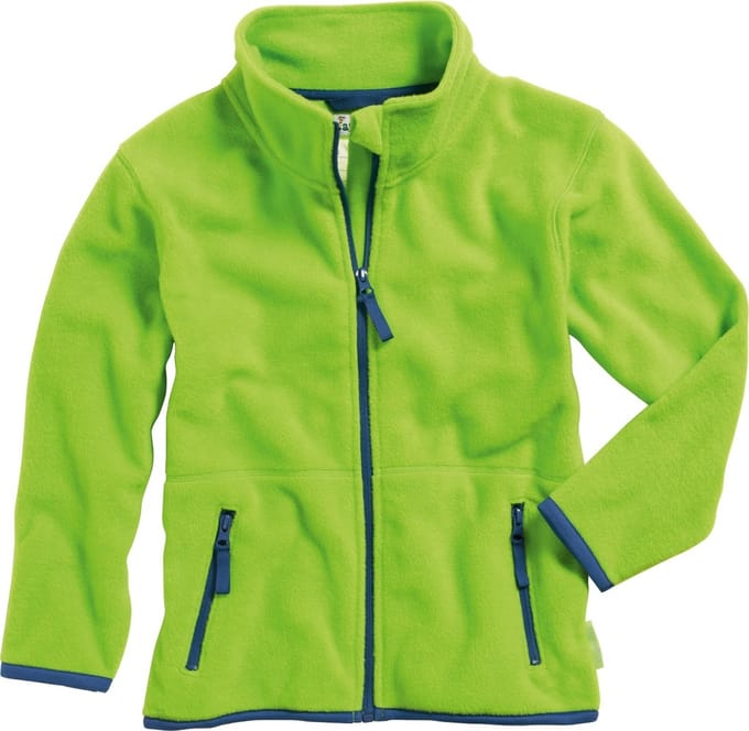 Playshoes kinderfleecejas met contrasterende kleuren, groen