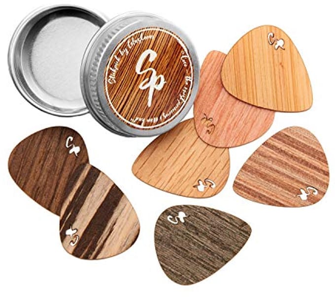 Set van 7 flexibele gitaarplectrums van echt hout voor e-, akoestische en basgitaren