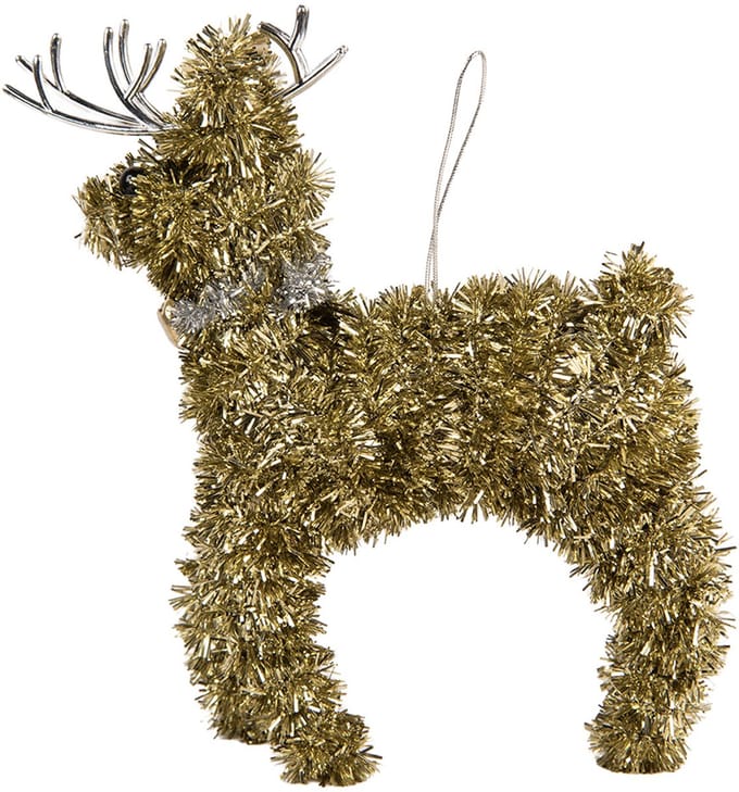 Clayre & Eef Kersthanger Hert 17x5x13 cm Goudkleurig Kunststof