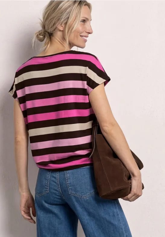 Shirt met ronde hals en elastische zoom