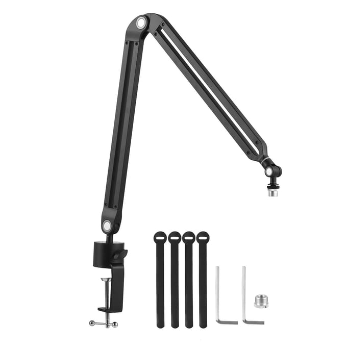Microfoonarmstandaardset Volledig metalen, zware microfoonophangarm Handsfree flexibele microfoonstandaard
