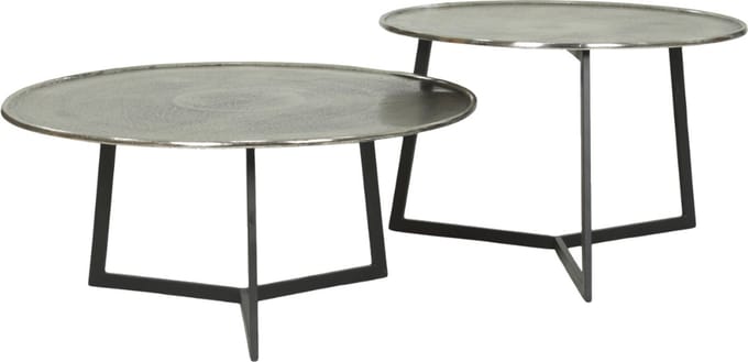 Salontafel Rond Zilver Aluminium 2 st.