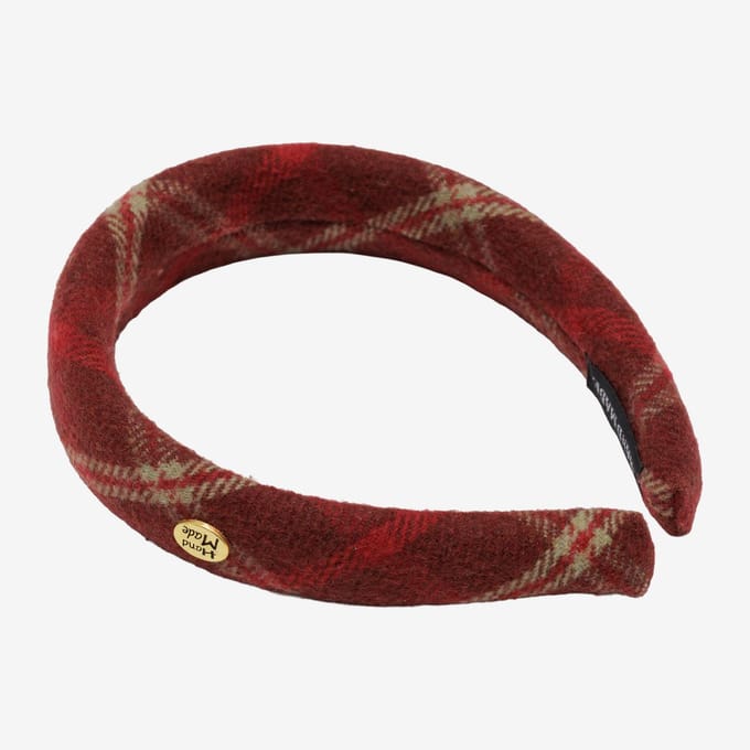Red Tartan Pattern Hair Band