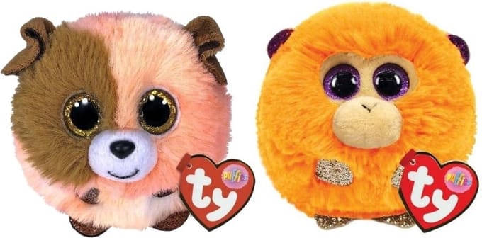 Ty - Knuffel - Teeny Puffies - Mandarin Dog & Coconut Monkey