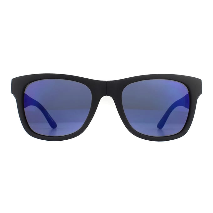 Lacoste rechthoek unisex mat zwart blauw gradiënt vouw zonnebril