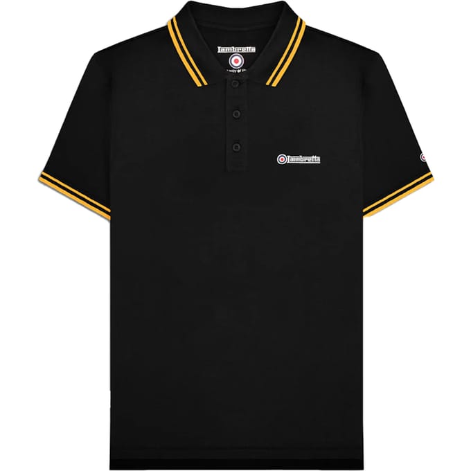 Lambretta Heren Twin Tip Poloshirt (Wit/Zwart/Goud)