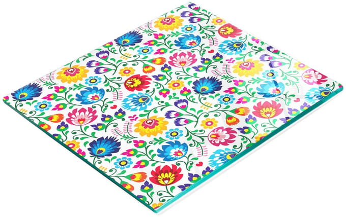 Multifunctionele decoratieve keukenplank met gehard etnisch patroon 60x52 cm