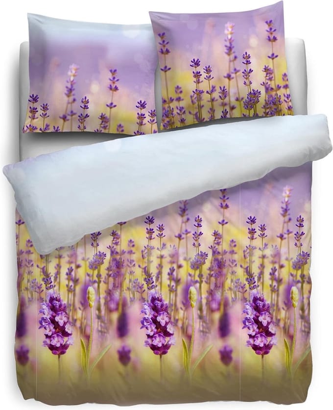 HnL Pure Cotton Lavender Dekbedovertrek - Eenpersoons - 140x200/220 cm - Multi