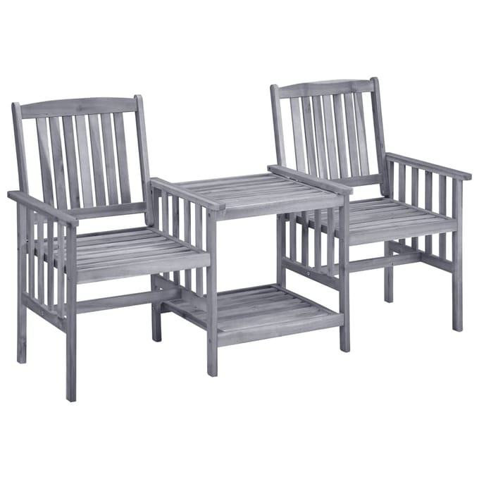 vidaXL - Tuinstoelen - met - theetafel - 159x61x92 - cm - massief - acaciahout