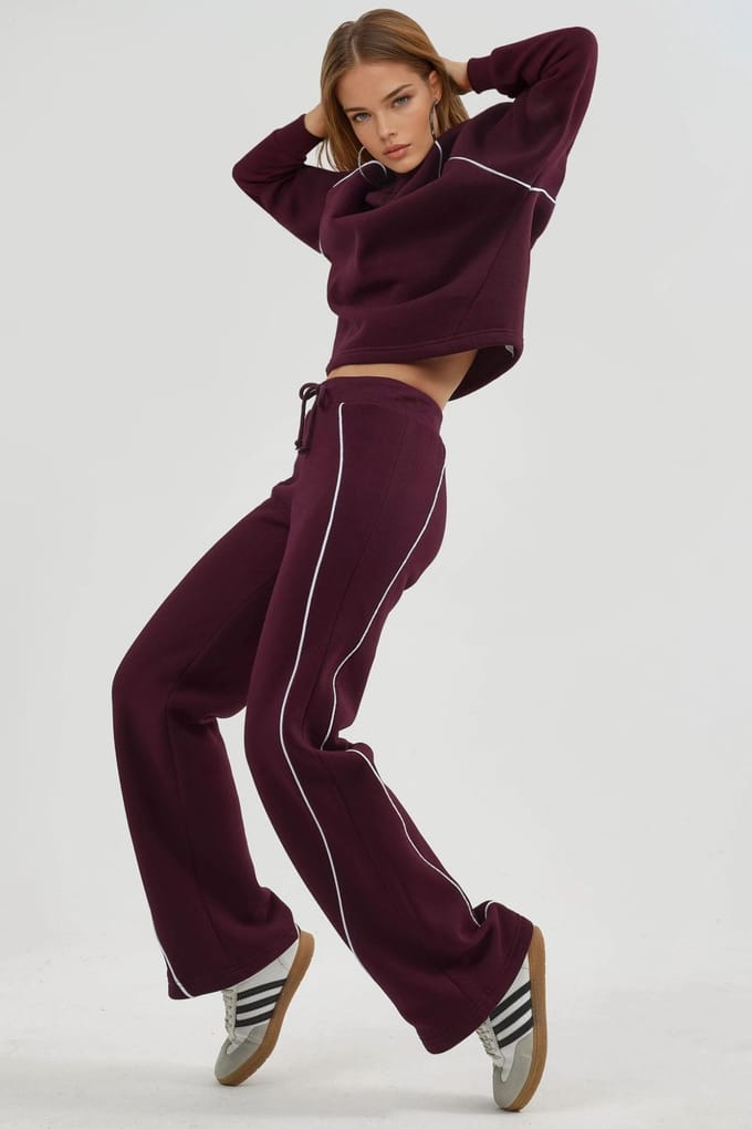 Contrast Binding Wijde Joggingbroek met Trekkoord