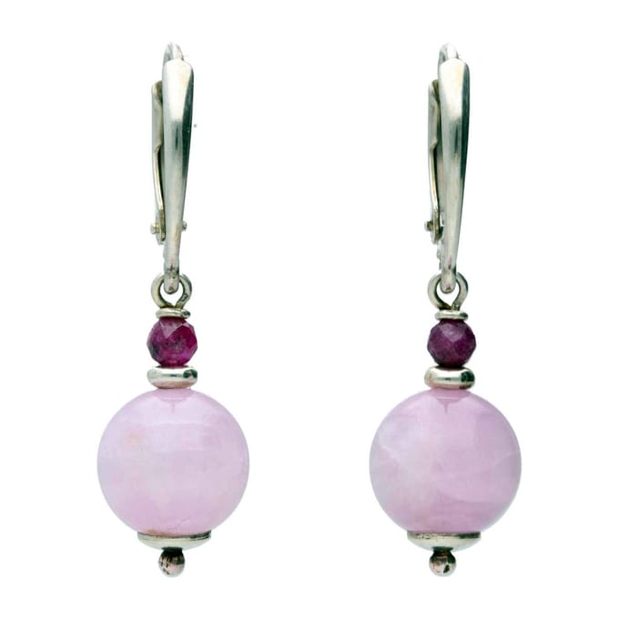 Bela Donaco - Oorbellen Bohemian B10 – Kunziet – Robijn – Sterling Zilver