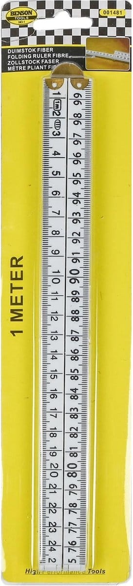 Benson Duimstok - 1 meter - Fiber - Wit - Stevig en duurzaam