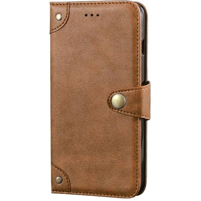 Voor Doogee S200 G hoes Metalen Gesp retro Lederen Achterhoes Voor Doogee S200 G Cover Accessoires brown