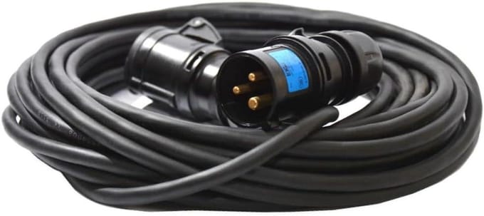 Camper Verlengkabel - Camping Adapter - Stroomvoorziening Buiten - Robuuste Constructie - 30 Meter - Zwart
