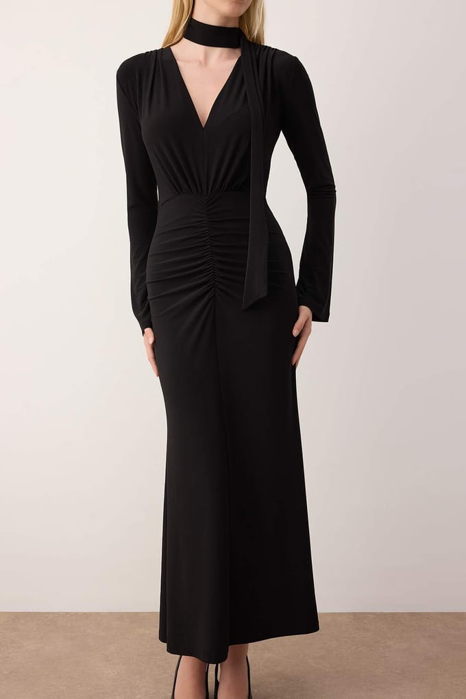 Dames platte maxi lange chique/nacht bodycon jurk