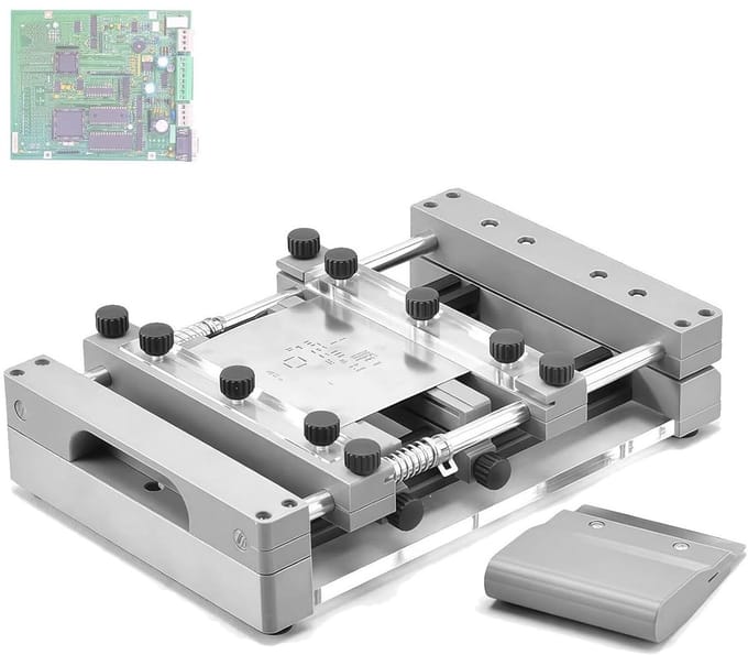 PCB Stencil Printer - Soldeerpasta Printer - Elektronica Assemblage - Verstelbaar Positioneringssysteem - 250 x 250mm - Zilver