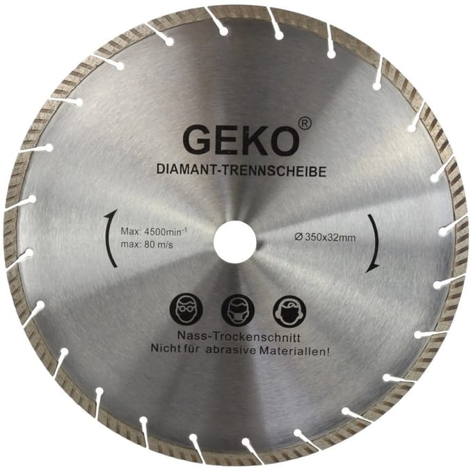 GEKO Segmented turbo diamantzaagblad - 350 mm - laser gelast - grijs