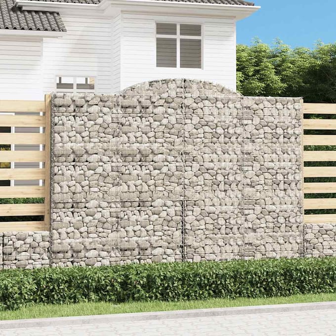 vidaXL - Schanskorven - 4 - st - gewelfd - 300x50x220/240 - cm - ijzer