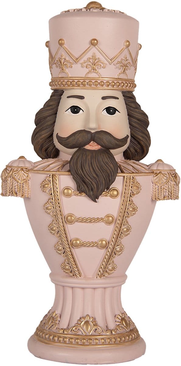 Clayre & Eef Kerstdecoratie Beeld Kerstman 16x10x30 cm Roze Kunststof