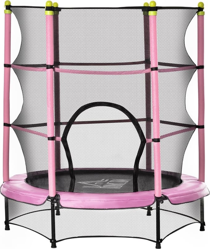 Kindertrampoline met veiligheidsnet - trampoline - speelgoed - roze - Ø140 cm