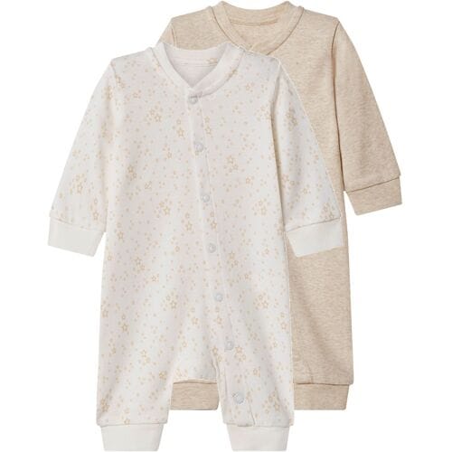 LUPILU Set van 2 baby pyjama's (Beige/wit, 62-68)