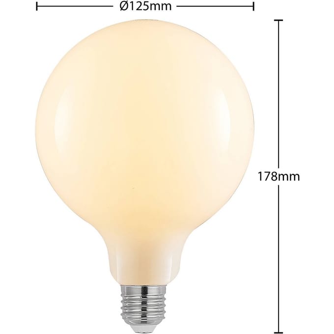 Arcchio LED lamp G125 E27, 8 W, 2.700 K, opaal, dimbaar