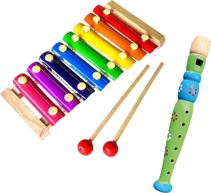 Jobber Toys Muziekinstrumenten Set Kinderen - Xylofoon en Fluit - Hout