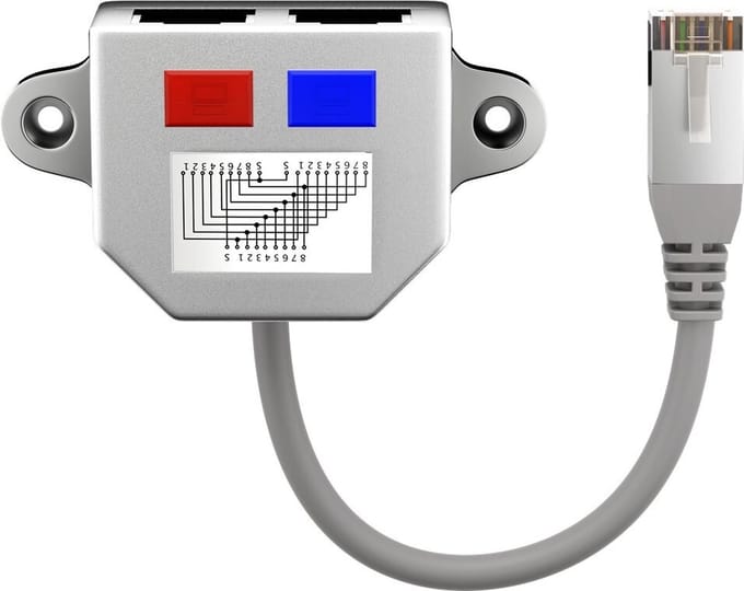 Goobay RJ45-kabelsplitter 0,15 m met 1-op-1 bedrading en twee 8-polige uitgangen