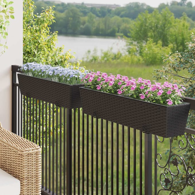 vidaXL Reling 2 st Zwart 80 x 17 x 17 cm Metaal