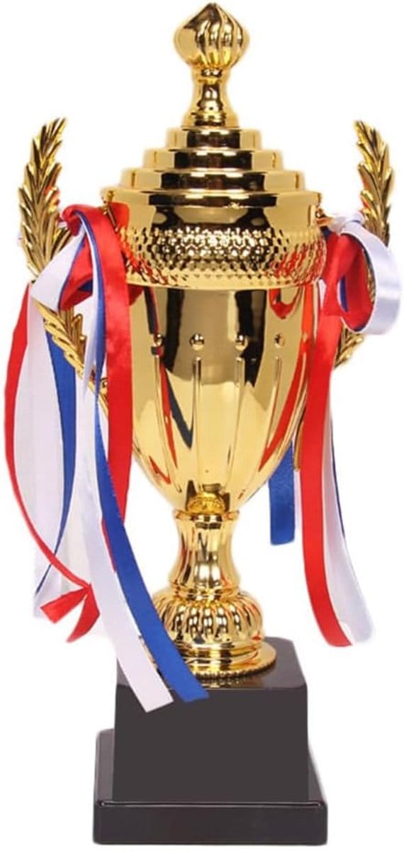Gouden Trofee Beker - Winnaars Prijs - Feestelijke Vieringen - Gepersonaliseerde Gravure - 37 cm Hoog - Goud