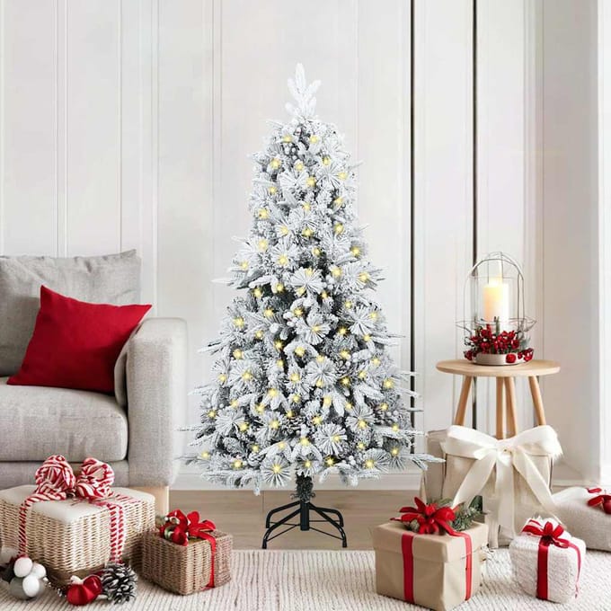 vidaXL - Kunstmatige - Hinged - Kerstboom - met - 150 - LED - Wit - 150 - cm - PE - en - PVC