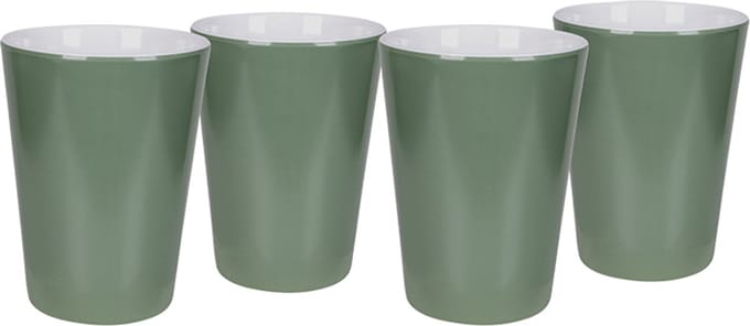 Bo-Camp - Beker - Two-Tone - Melamine - 4 Stuks - Groen