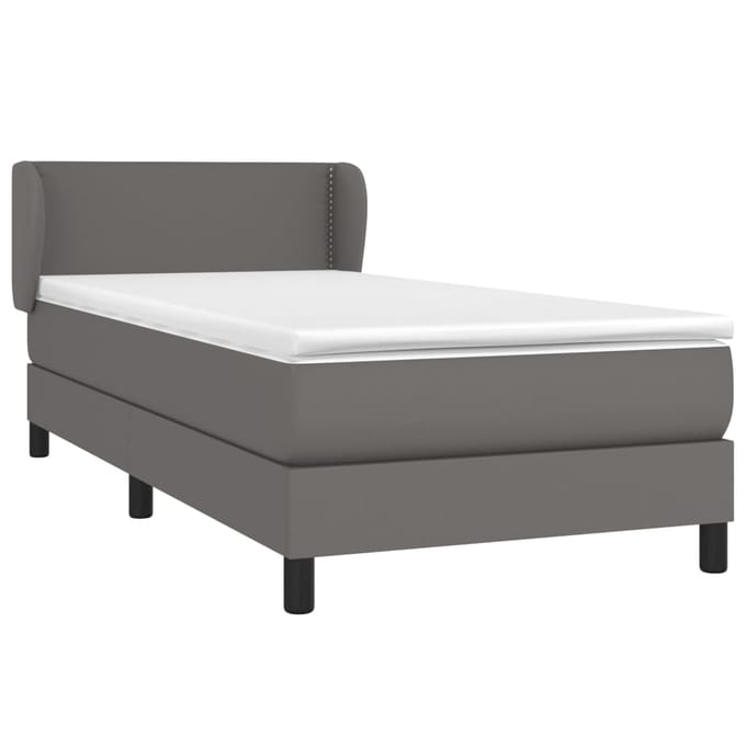 vidaXL - Boxspring - met - matras - kunstleer - grijs - 100x200 - cm