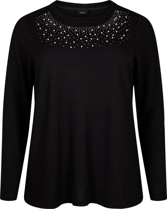 ZIZZI VLUCCA, L/S, BLOUSE Dames Blouse - Black - Maat M (46-48)