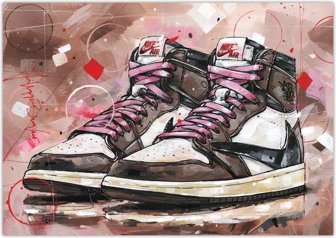 Sneaker poster high - pink laces 42x29,7 cm (A3)