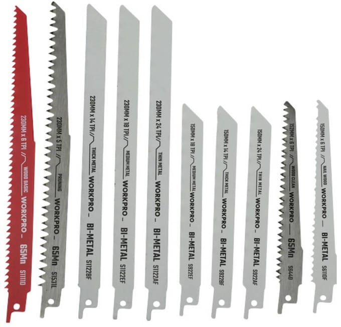WorkPro WP404132 Reciprozaagbladenset. Zaagbladlengte 230 mm 10 stuk(s)