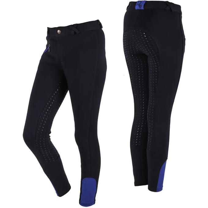 QHP - Rijbroek Junior Full Grip - Zwart - 164