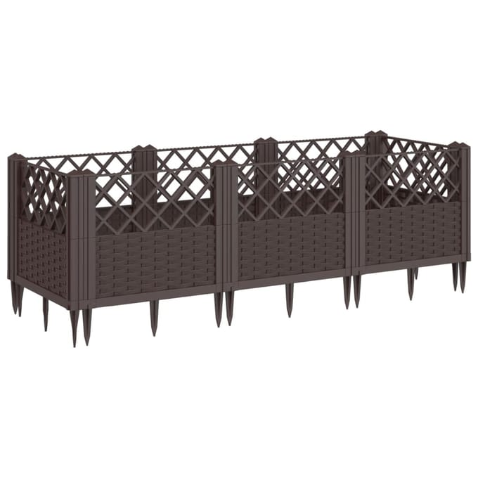 vidaXL - Plantenbak - met - pinnen - 123,5x43,5x43,5 - cm - polypropeen - bruin