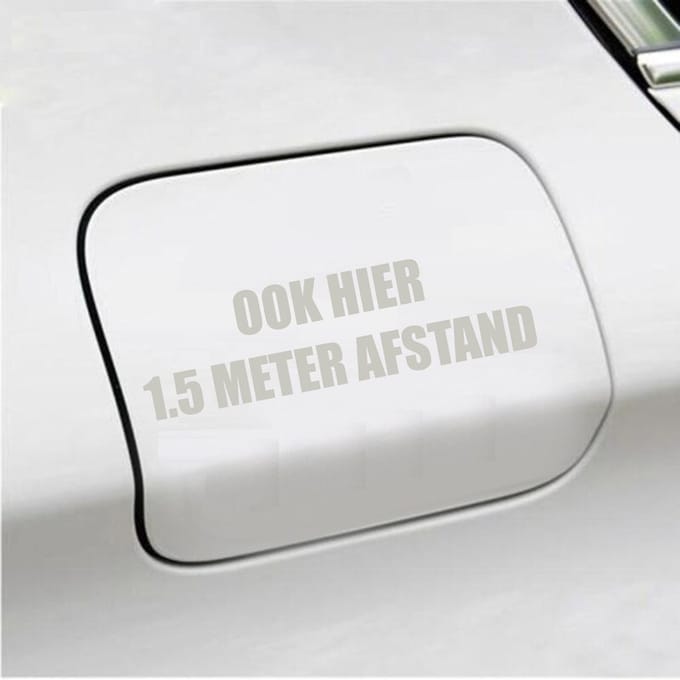 Bumpersticker - Ook Hier 1,5 Meter Afstand - 4,2 X 14,8 - Zilver