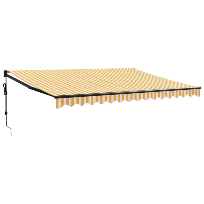 vidaXL - Uitschuifbare - luifel - Geel - en - Wit - met - Antraciet - Frame - 4,5 - × - 3 - m